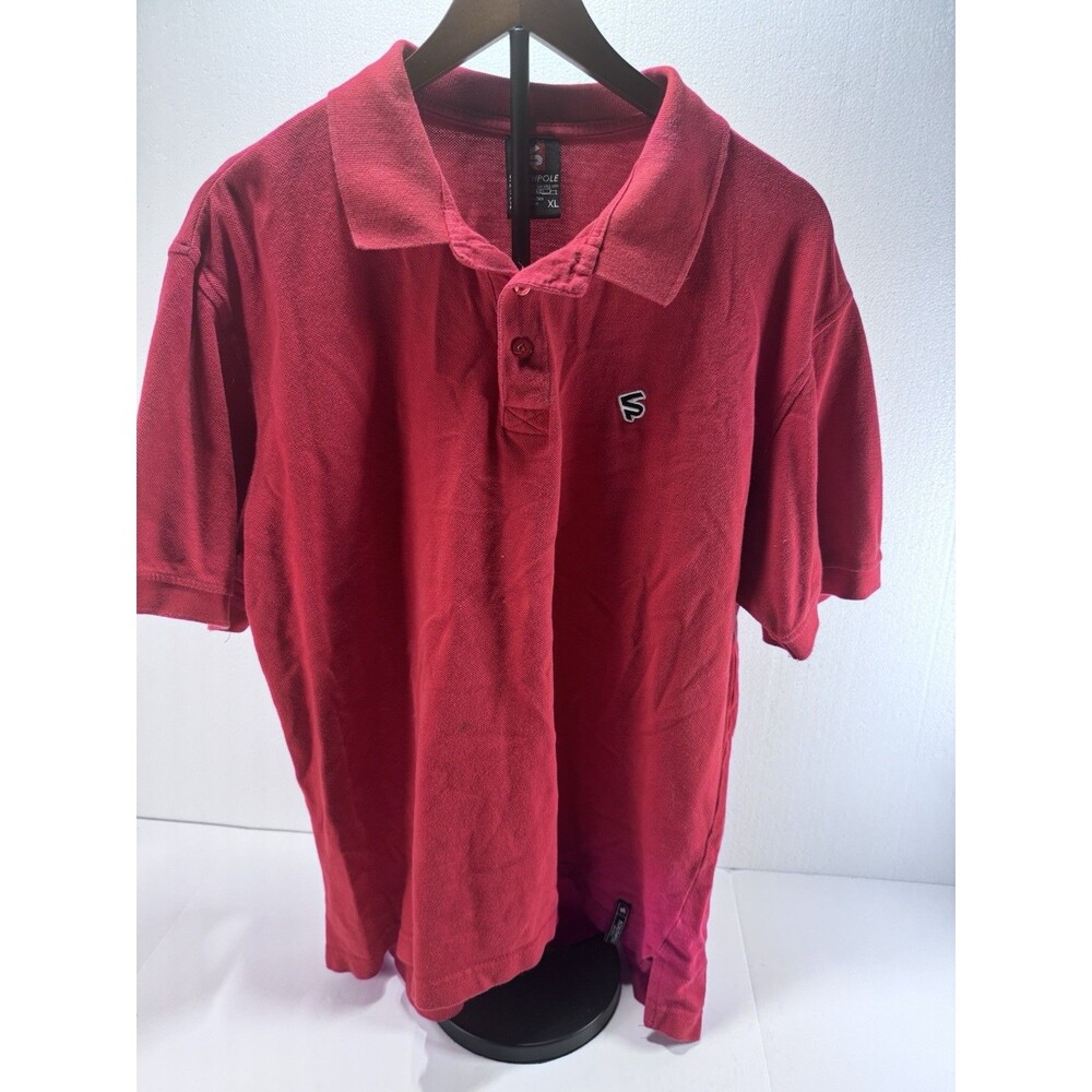 Southpole Men XL Red Polo Shirt 100% Cotton Short Sleeve Embroidered Logo Pique